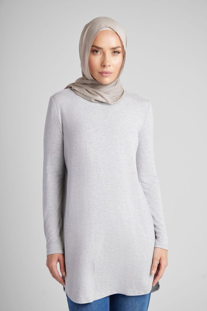Grey Mid Length Lightweight Top