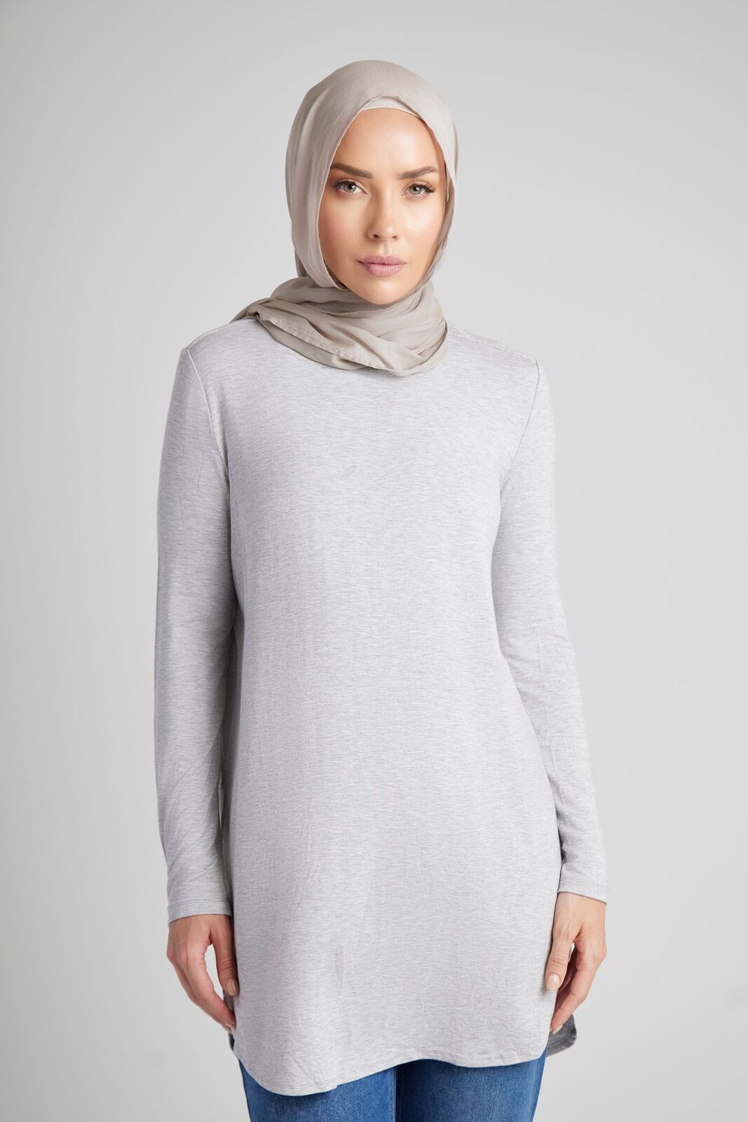 Grey Mid Length Lightweight Top