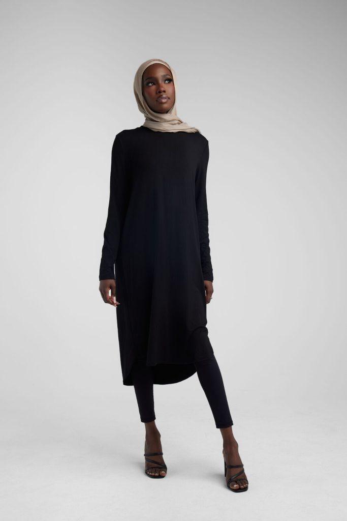 Long Black Cotton Top