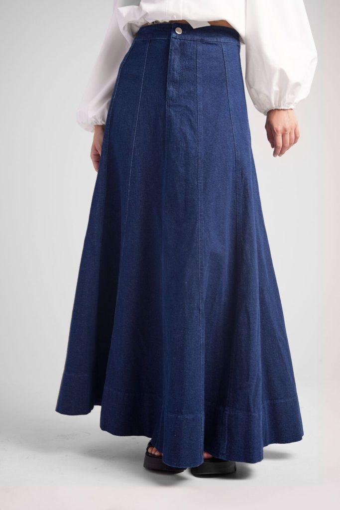 Panelled Denim Skirt