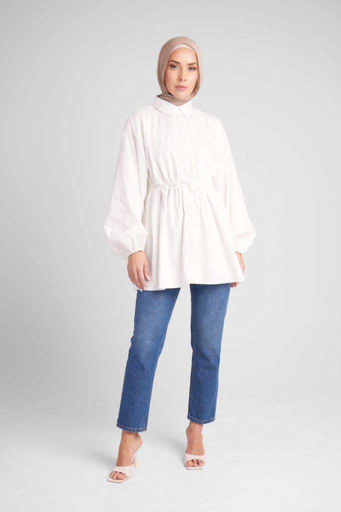 White Drawcord Tunic