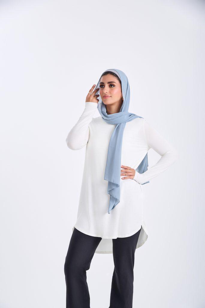 White Mid Length Lightweight Top