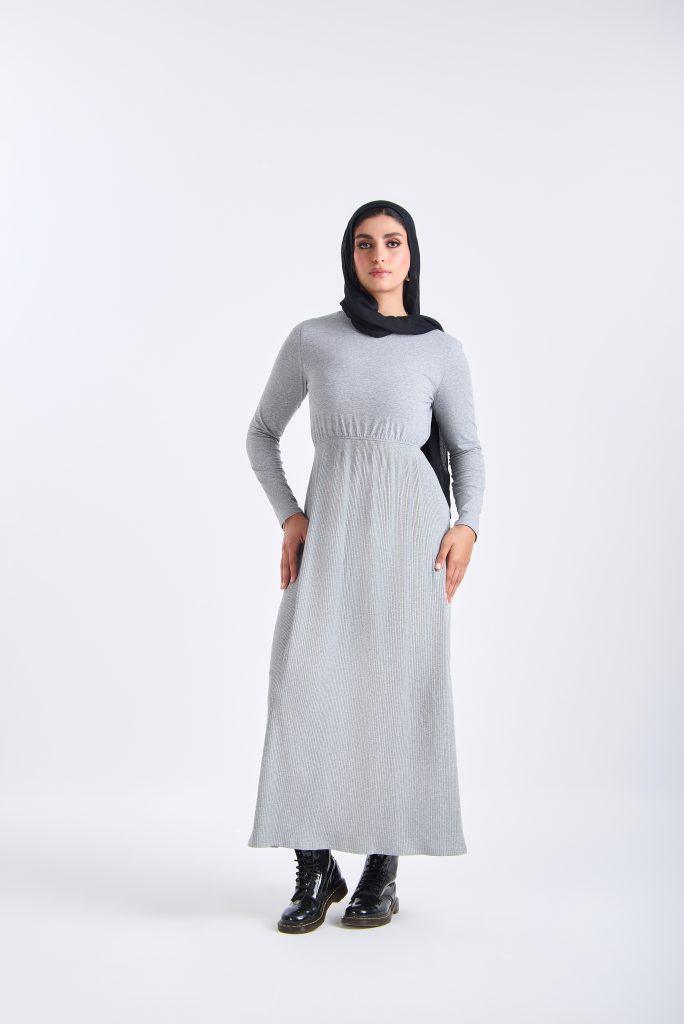 Grey Basic Hijabi Dress
