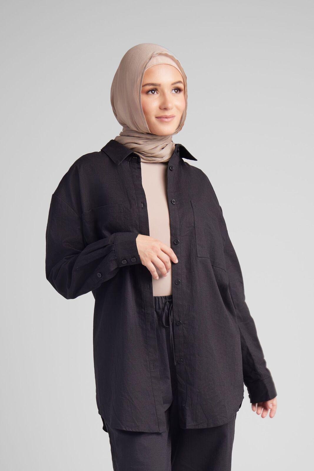 Black Oversized Linen Shirt