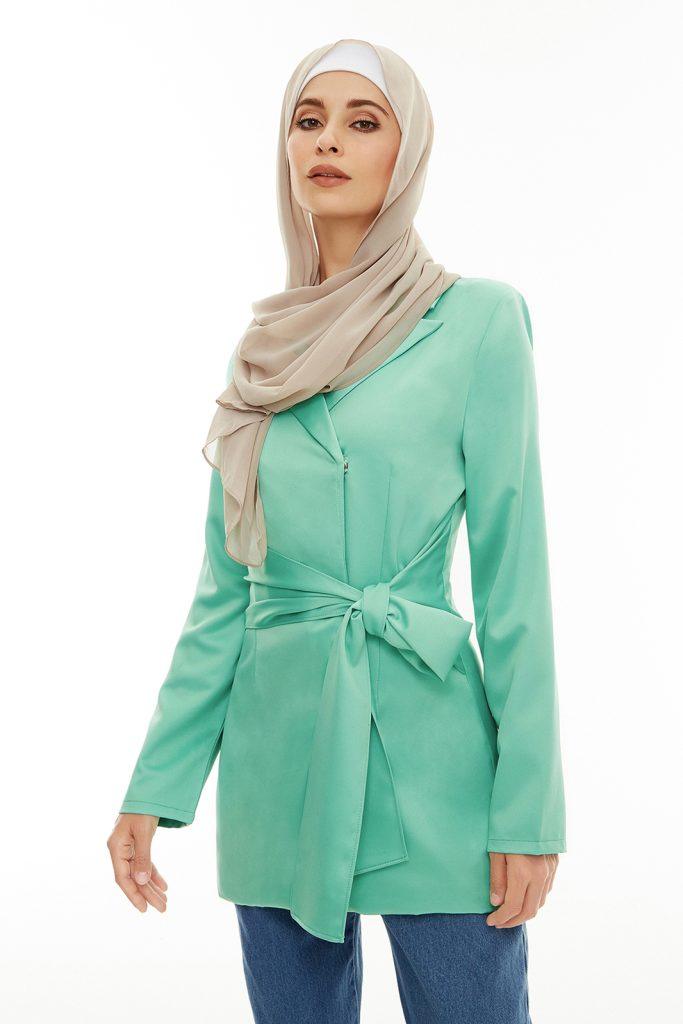 Green Wrap Detail Blazer