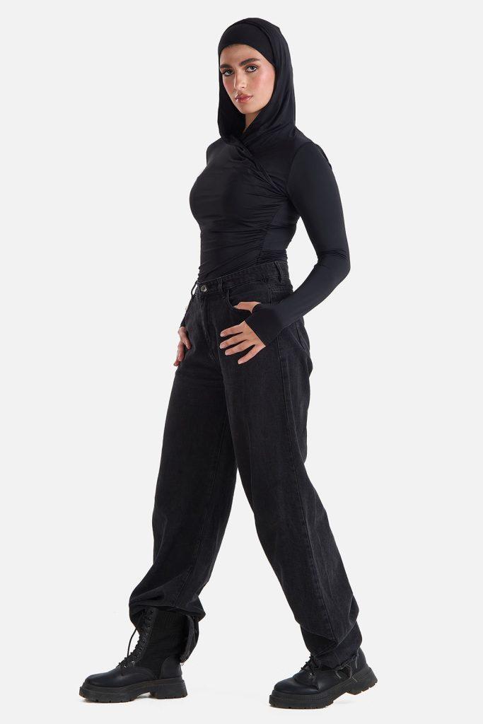 Black Hooded Top