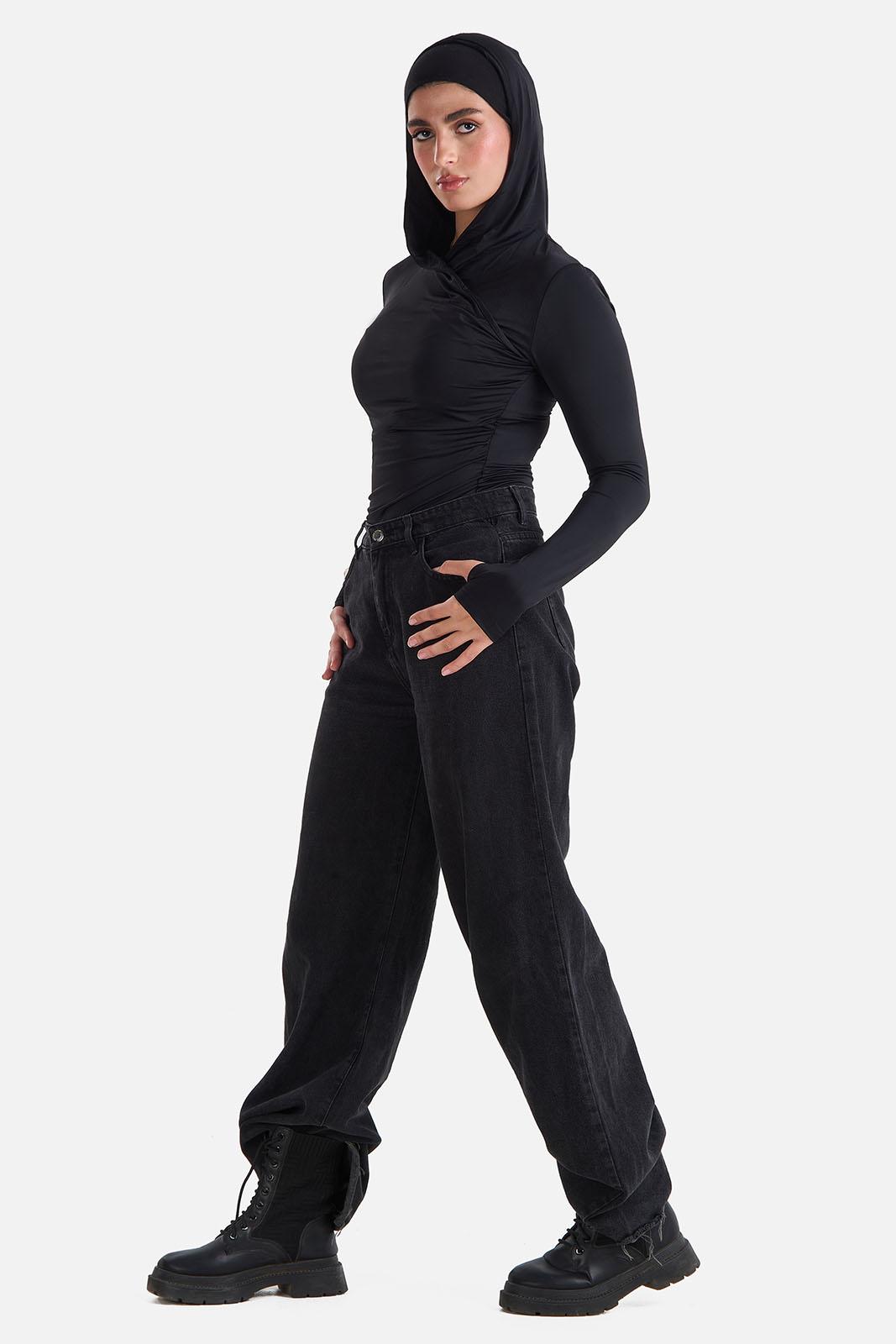 Black Hooded Top