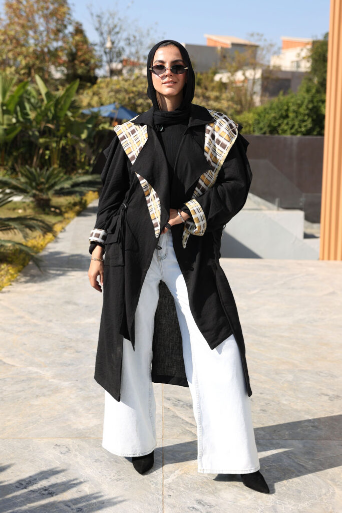 Black Trench Coat with Hoodie