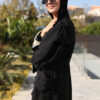 Black Trench Coat with Hoodie