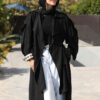 Black Trench Coat with Hoodie
