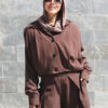 Brown Pleated Pin Stripe Jacket