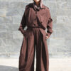 Brown Pleated Pin Stripe Jacket