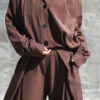 Brown Pleated Pin Stripe Jacket