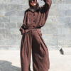 Brown Pleated Pin Stripe Jacket
