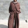 Brown Pleated Pin Stripe Jacket