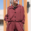 Burgundy Pleated Pin Stripe Jacket