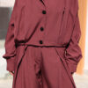 Burgundy Pleated Pin Stripe Jacket