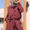 Burgundy Pleated Pin Stripe Jacket