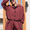 Burgundy Pleated Pin Stripe Jacket