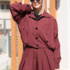 Burgundy Pleated Pin Stripe Jacket