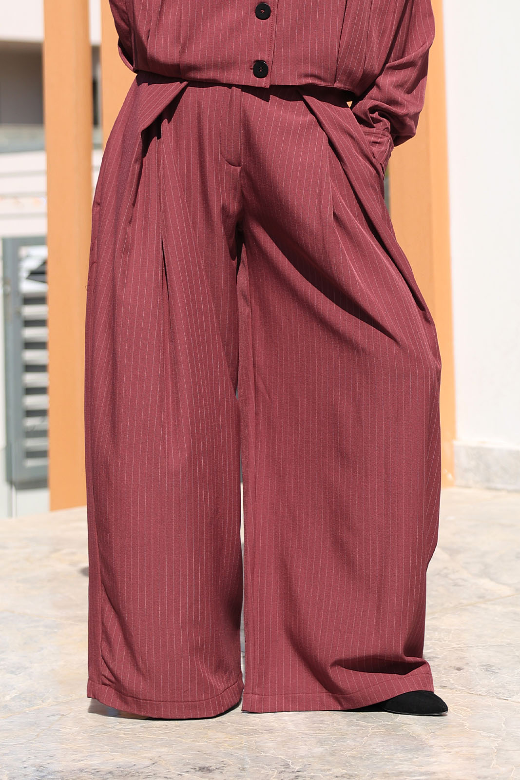 Burgundy Volume Trousers with Darts