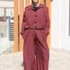 Burgundy Volume Trousers with Darts