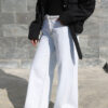 Light Blue Wide Leg Trousers with Waist Belt