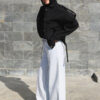 Light Blue Wide Leg Trousers with Waist Belt
