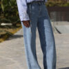 Medium Blue Wide Leg Trousers with Waist Belt