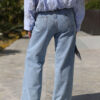 Medium Blue Wide Leg Trousers with Waist Belt