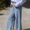 Medium Blue Wide Leg Trousers with Waist Belt