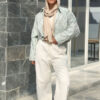 Mint Bomber Stripe Jacket