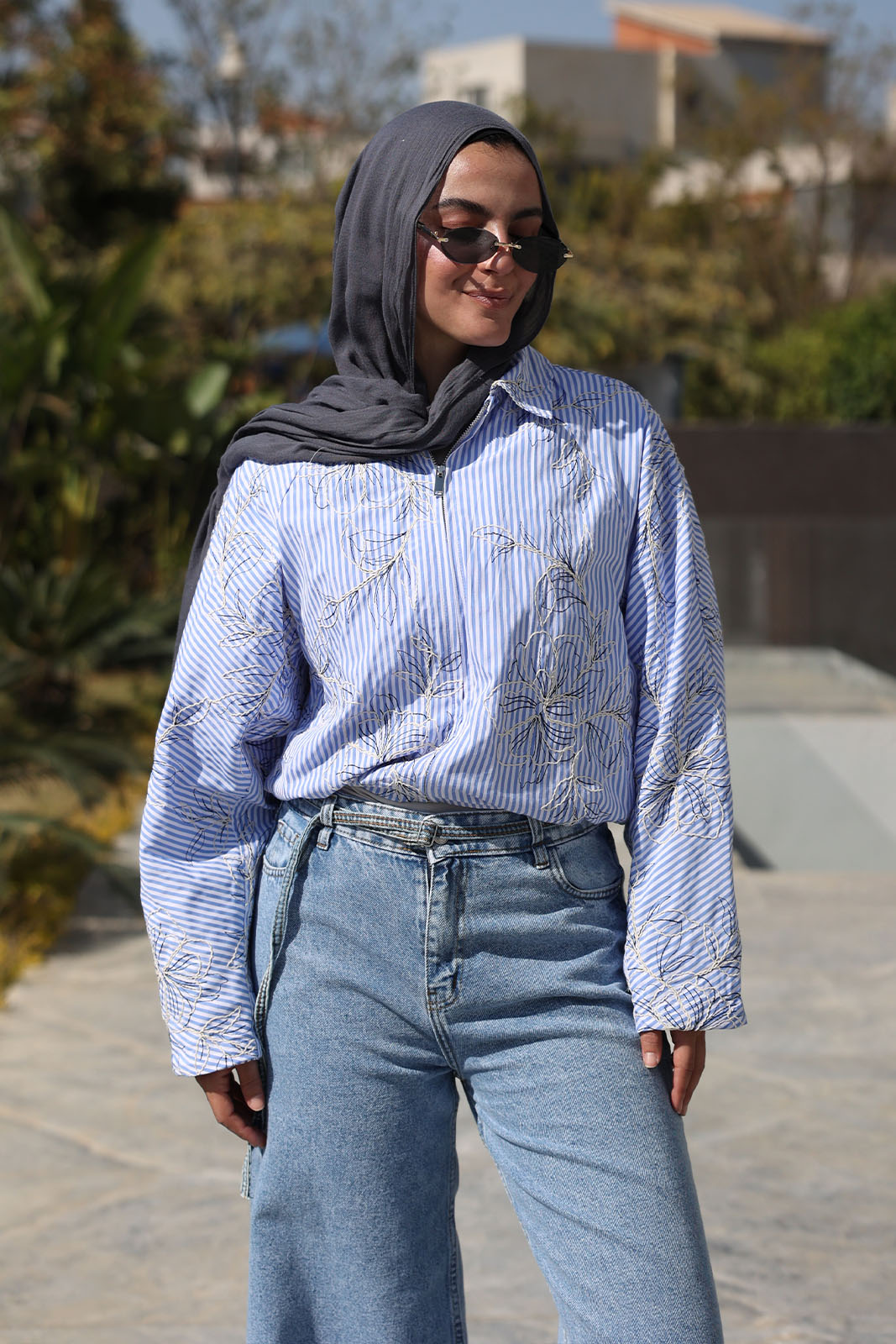 Blue Bomber Stripe Jacket