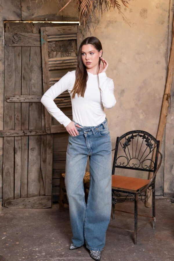 Cross Over Denim Trousers